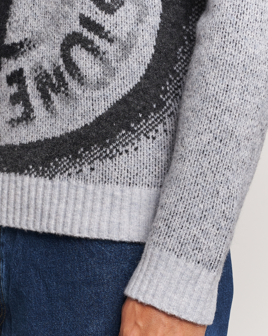 Herren | Pullover | Stone Island | Jacquard Knitted Wool Crew Neck Grey