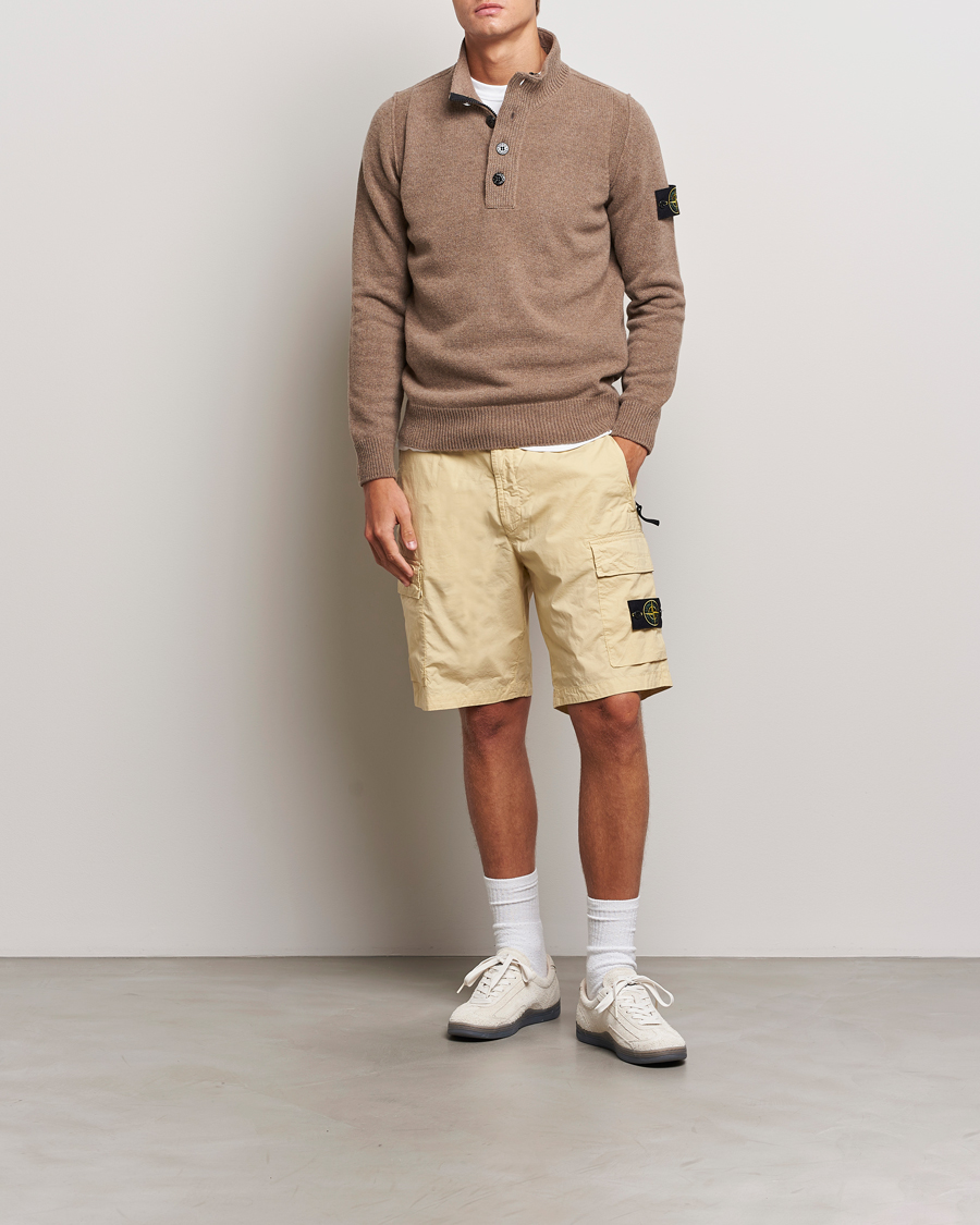 Herren | Pullover | Stone Island | Knitted Lambswool Half Button Zip Walnut