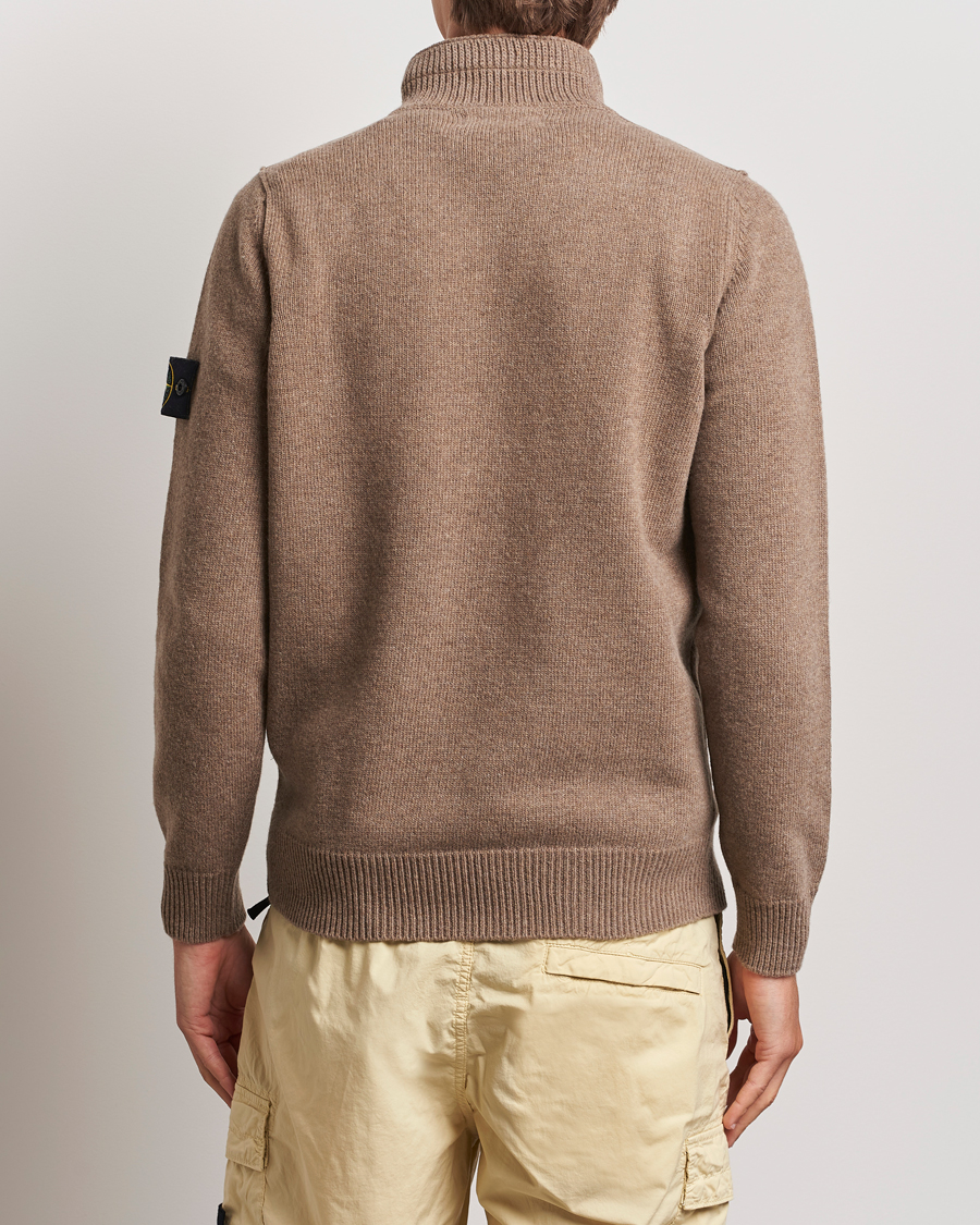Herren | Pullover | Stone Island | Knitted Lambswool Half Button Zip Walnut
