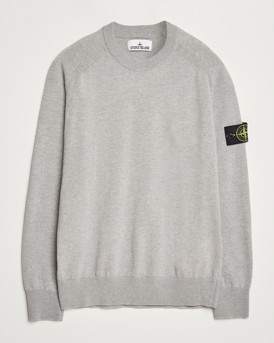 Herren | Pullover | Stone Island | Cardigan Knit Geelong Wool Crew Neck Melange Grey