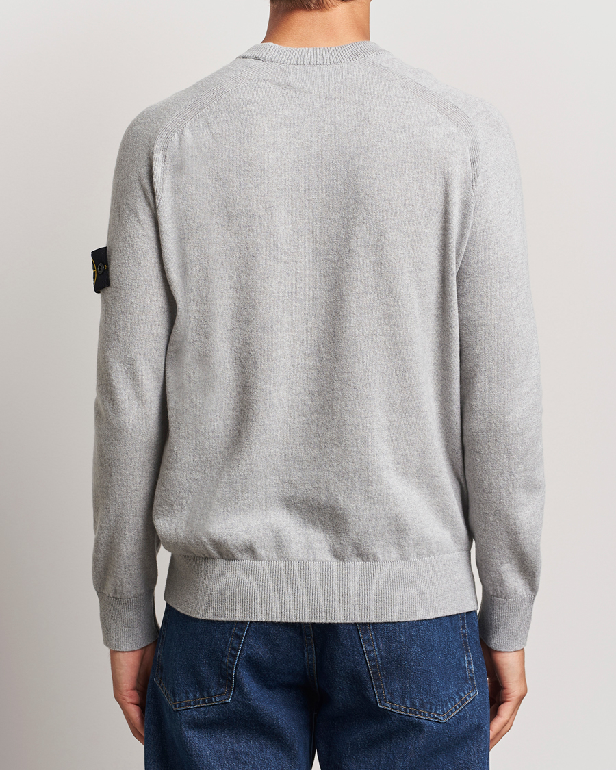 Herren | Pullover | Stone Island | Cardigan Knit Geelong Wool Crew Neck Melange Grey