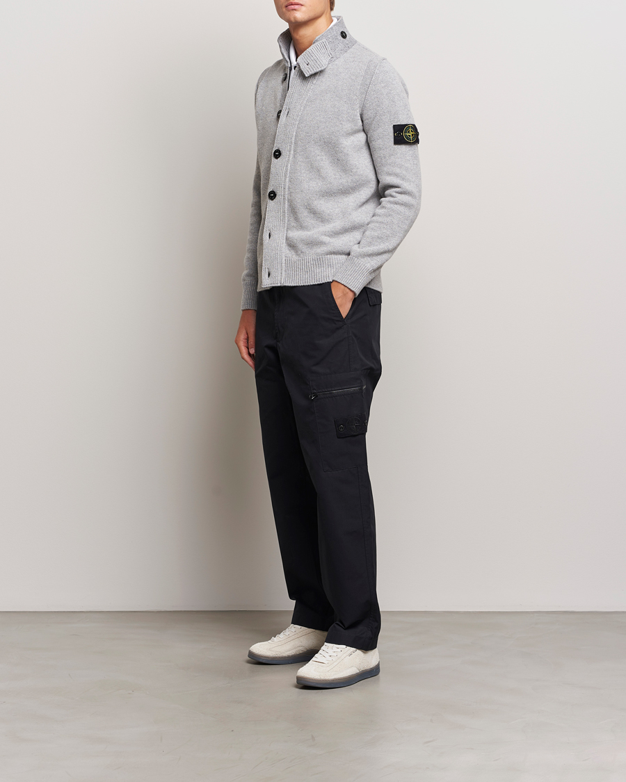 Herren | Pullover | Stone Island | Knitted Lambswool Zip Cardigan Melange Grey
