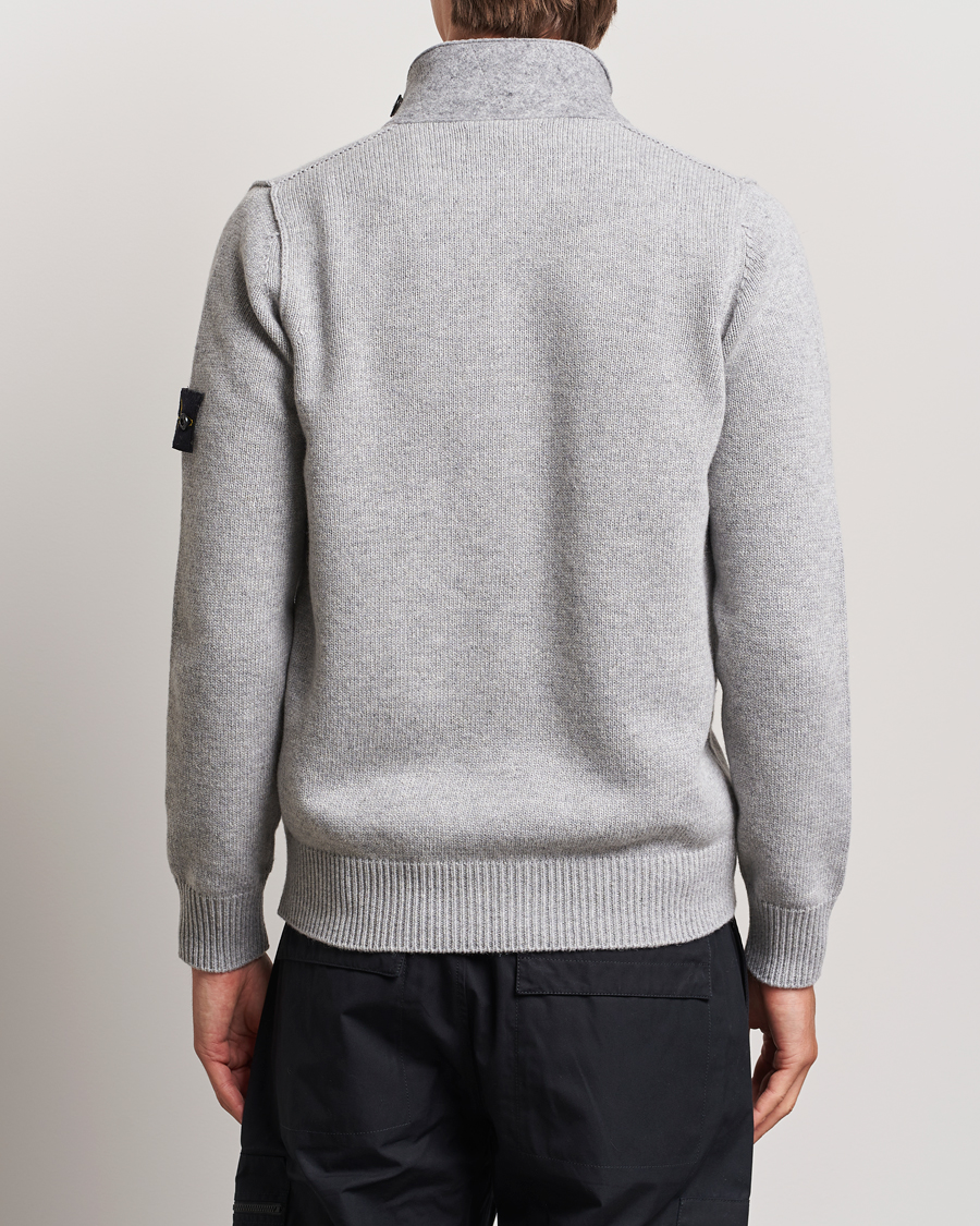 Herren | Pullover | Stone Island | Knitted Lambswool Zip Cardigan Melange Grey