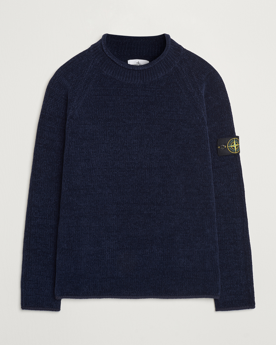 Herren | Pullover | Stone Island | Cotton Chenille Mock Neck Navy Blue