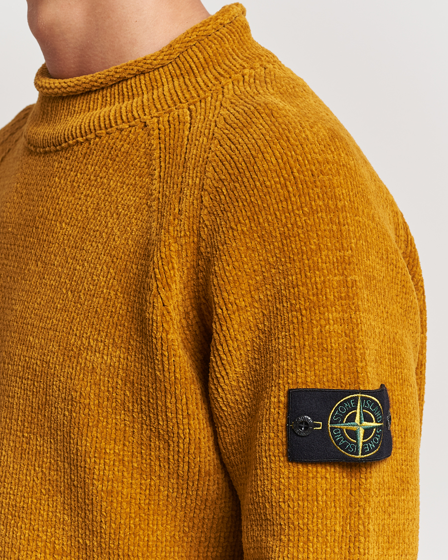 Herren | Pullover | Stone Island | Cotton Chenille Mock Neck Mustard