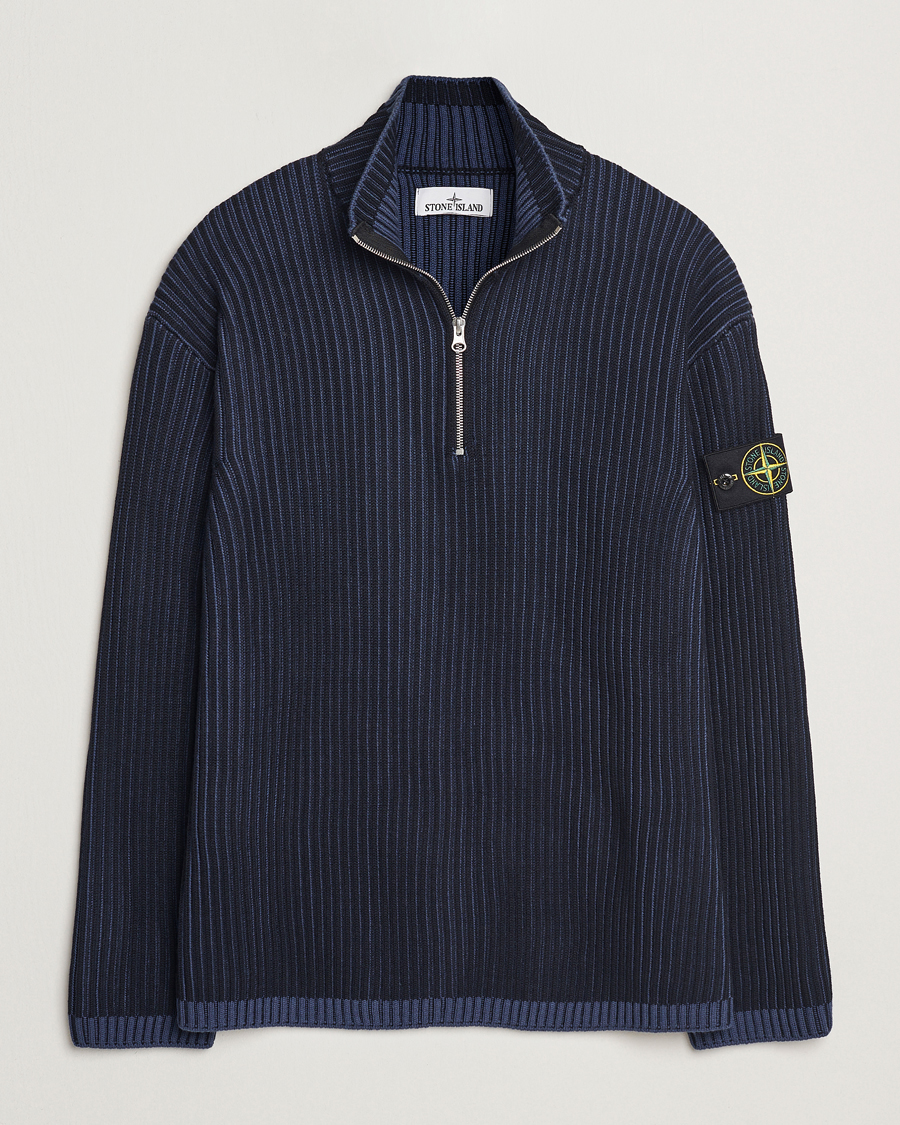 Herren | Pullover | Stone Island | Full Rib Wool Half Zip Navy Blue
