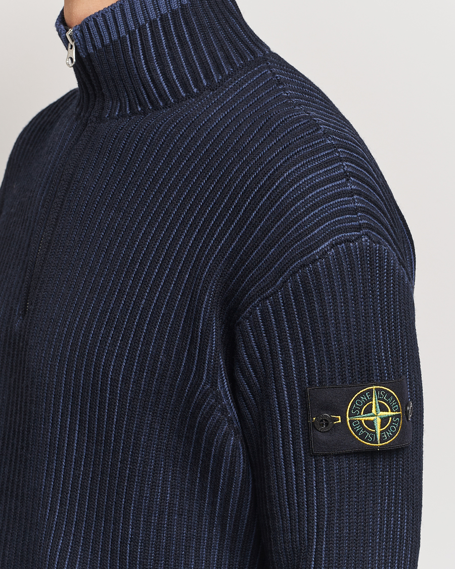 Herren | Pullover | Stone Island | Full Rib Wool Half Zip Navy Blue