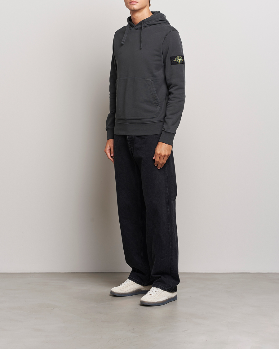 Herren | Pullover | Stone Island | Garment Dyed Fleece Hood Lead Grey
