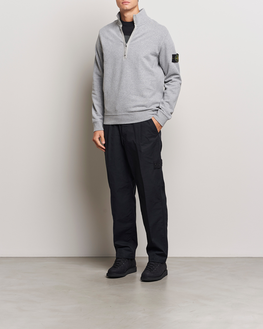 Herren | Pullover | Stone Island | Garment Dyed Fleece Half Zip Melange Grey