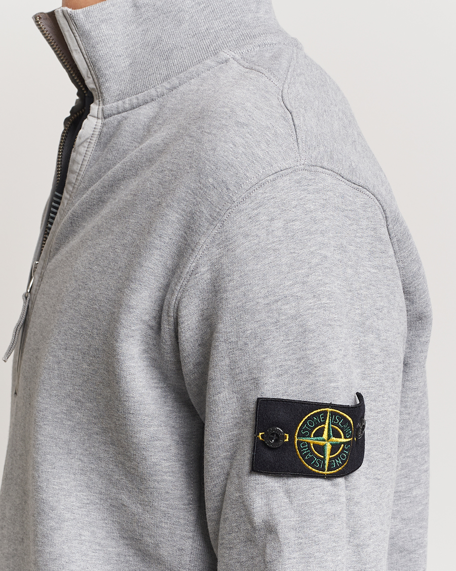 Herren | Pullover | Stone Island | Garment Dyed Fleece Half Zip Melange Grey