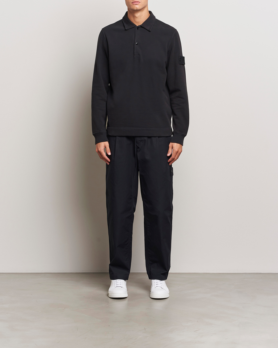 Herren | Pullover | Stone Island | Ghost Organic Cotton Fleece Polo Sweatshirt Black
