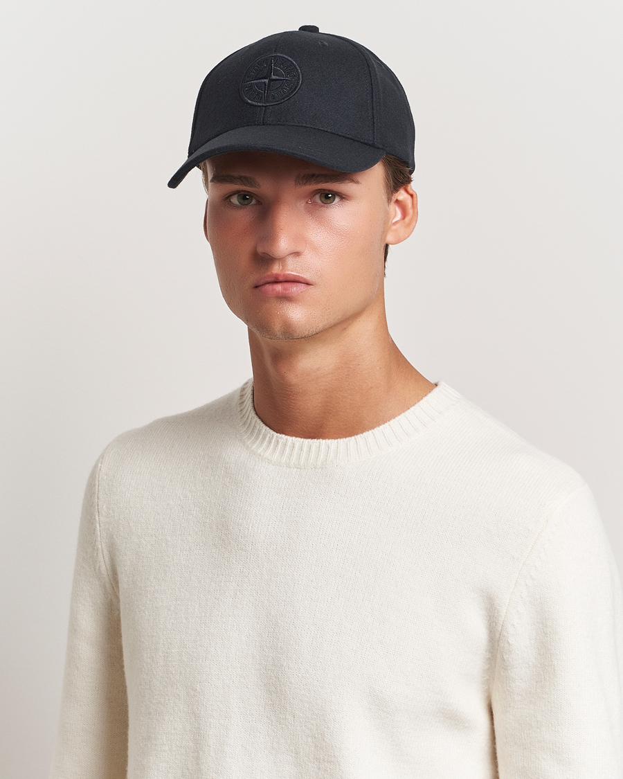 Herren | Stone Island Wool Nylon Flannel Cap Navy Blue | Stone Island | Wool Nylon Flannel Cap Navy Blue