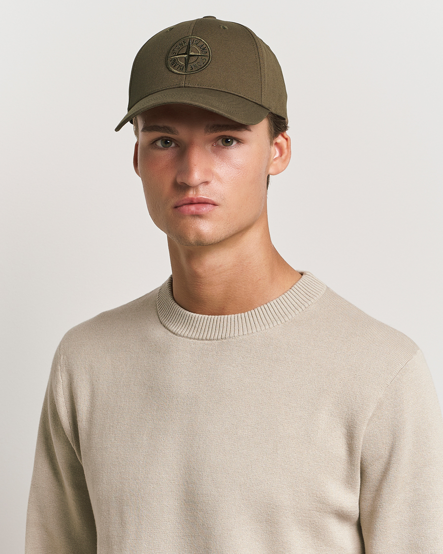 Herren | Stone Island Cotton Rep Logo Cap Military Green | Stone Island | Cotton Rep Logo Cap Military Green