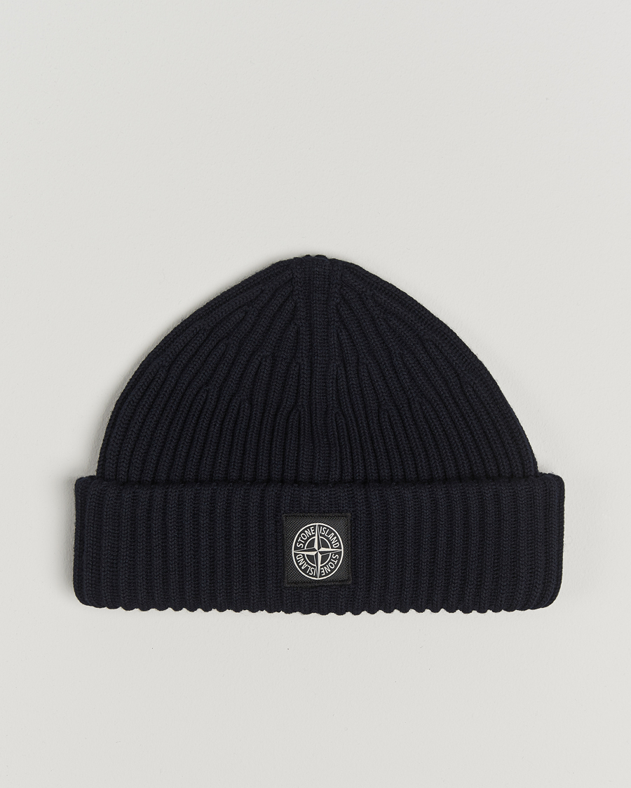 Herren | Stone Island Full Rib Wool Beanie Navy Blue | Stone Island | Full Rib Wool Beanie Navy Blue