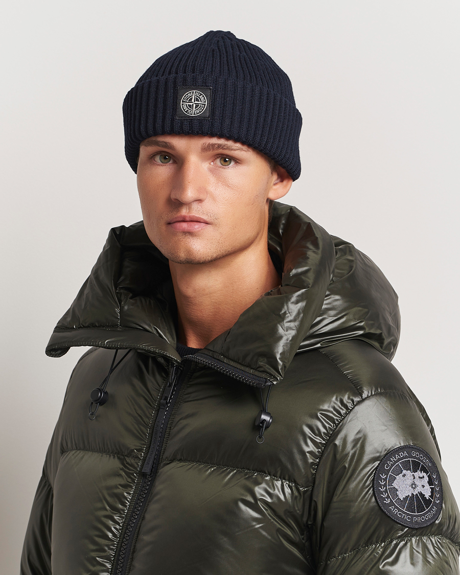 Herren | Stone Island Full Rib Wool Beanie Navy Blue | Stone Island | Full Rib Wool Beanie Navy Blue