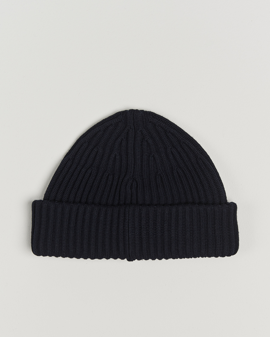 Herren | Stone Island Full Rib Wool Beanie Navy Blue | Stone Island | Full Rib Wool Beanie Navy Blue