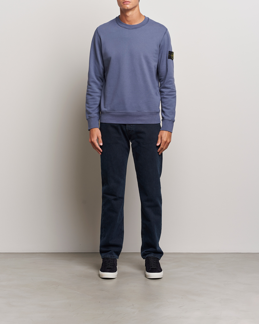 Herren | Pullover | Stone Island | Garment Dyed Fleece Sweatshirt Mid Blue