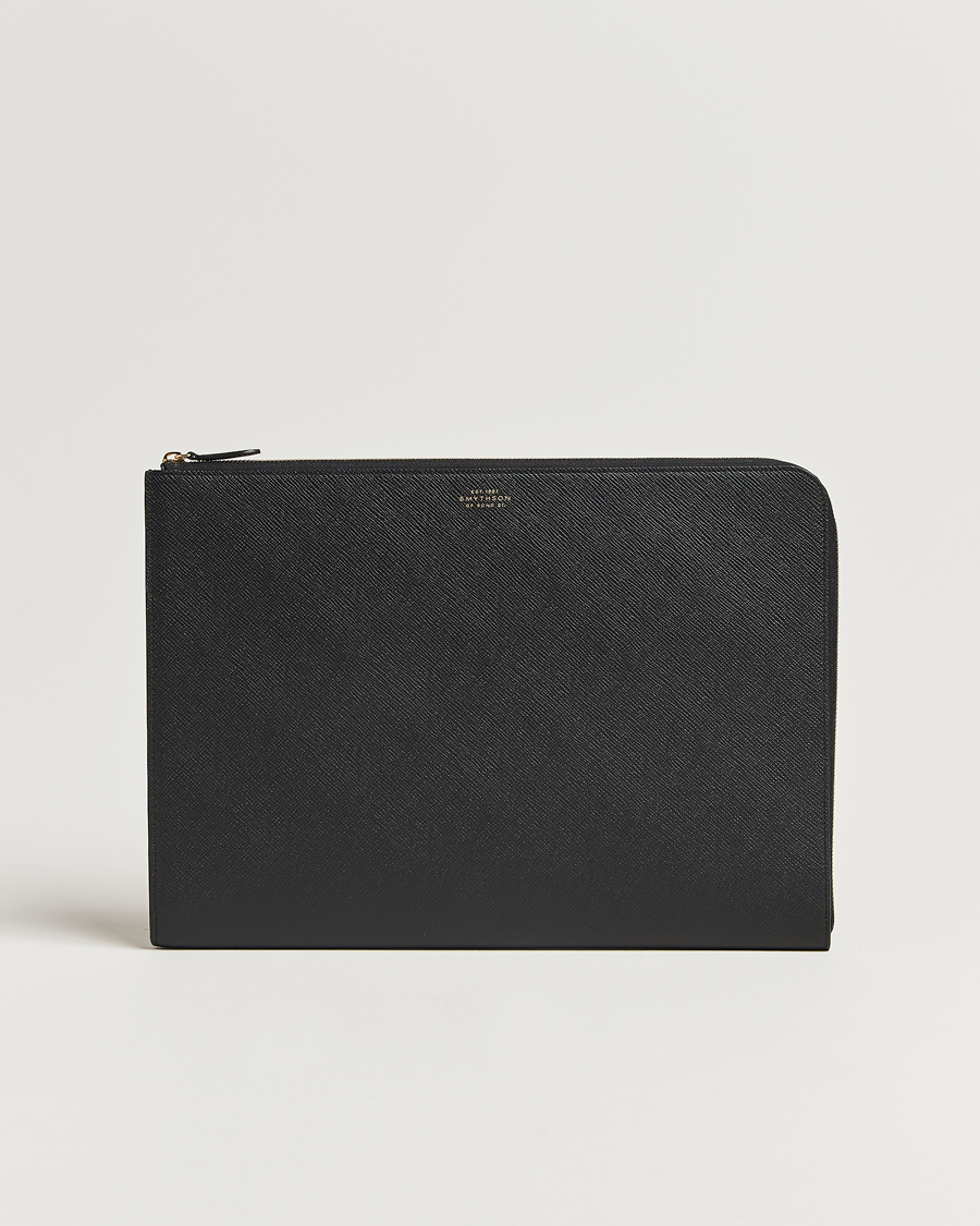 Herren | Smythson Panama Large Laptop Case Black | Smythson | Panama Large Laptop Case Black