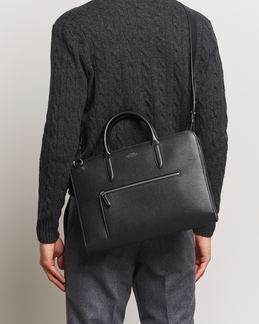 Herren | Taschen | Smythson | Ludlow Ultra Slim Brefcase With Zip Front Black
