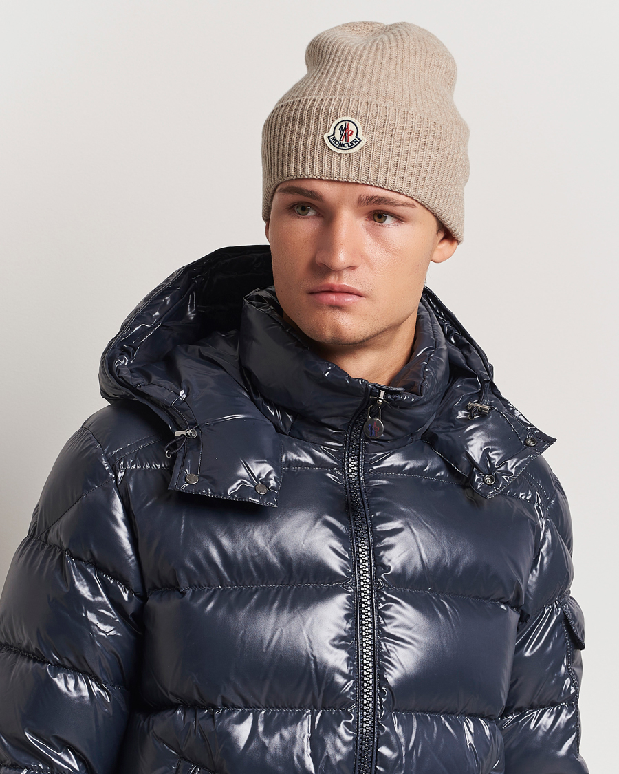 Herren | Moncler Cashmere Beanie Beige | Moncler | Cashmere Beanie Beige