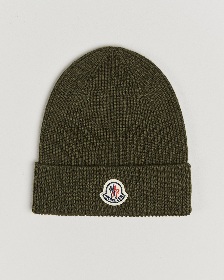 Herren | Moncler Rib Wool Beanie Military | Moncler | Rib Wool Beanie Military