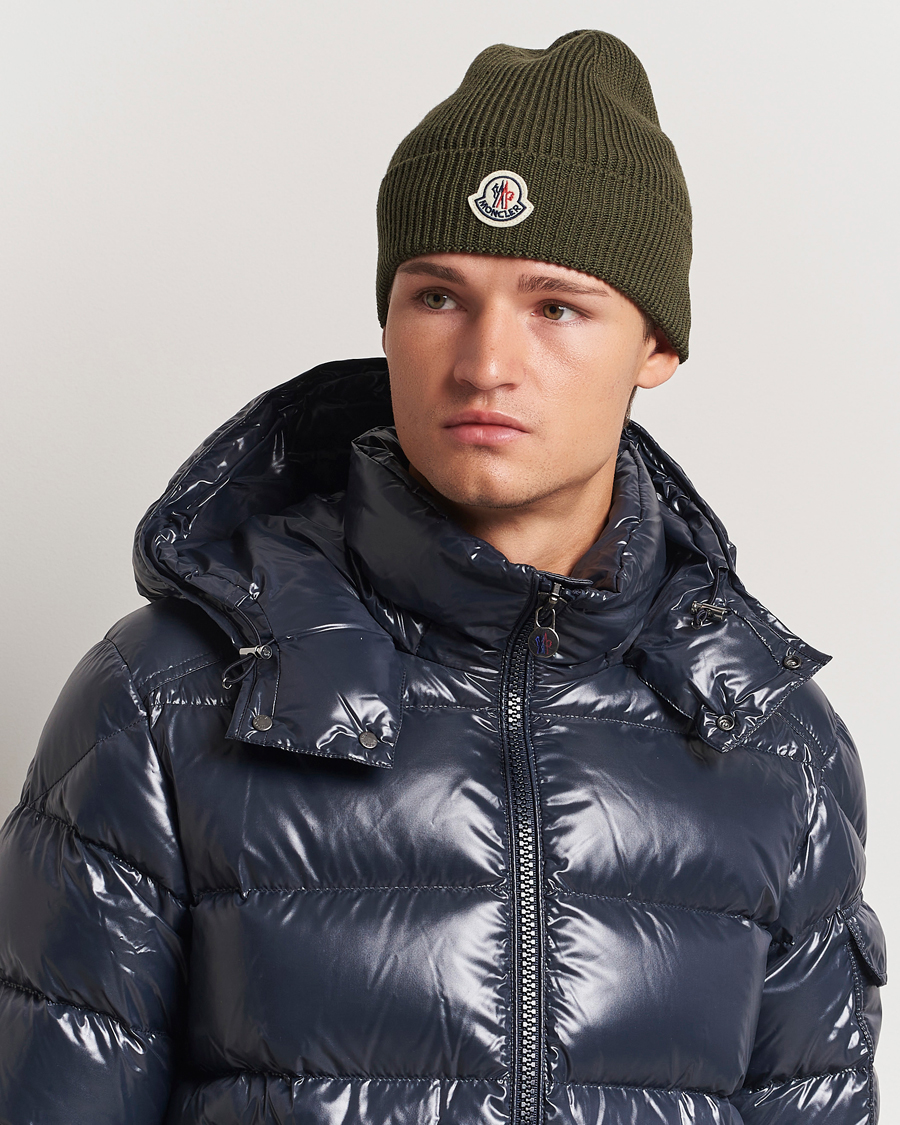 Herren | Moncler Rib Wool Beanie Military | Moncler | Rib Wool Beanie Military