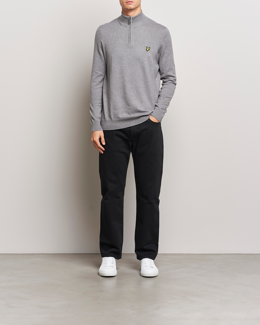 Herren | Pullover | Lyle & Scott | Cotton/Merino Half Zip Mid Grey Marl