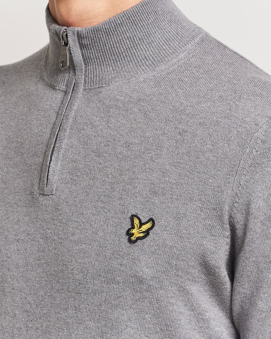 Herren | Pullover | Lyle & Scott | Cotton/Merino Half Zip Mid Grey Marl