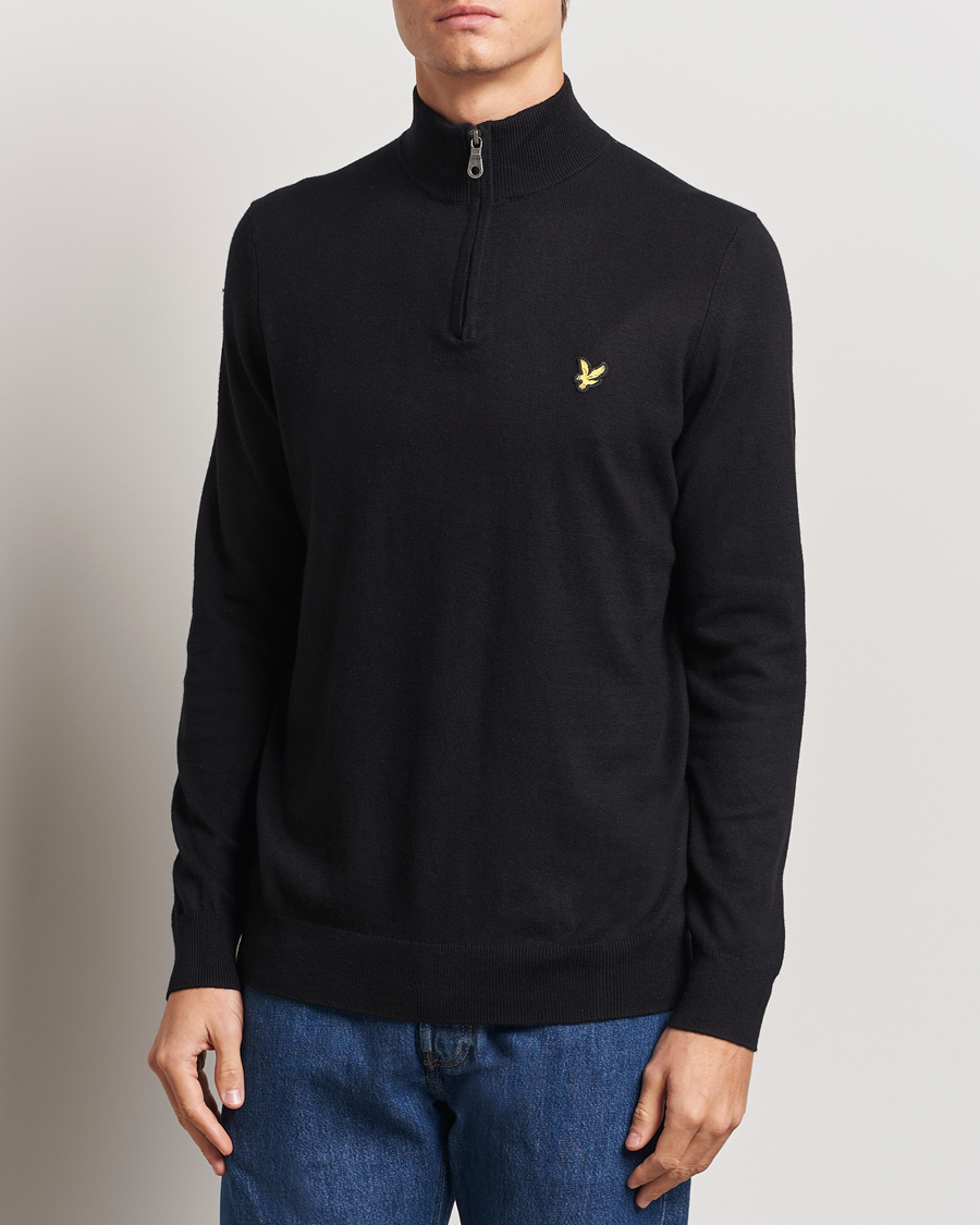 Herren | Pullover | Lyle & Scott | Cotton/Merino Half Zip Jet Black