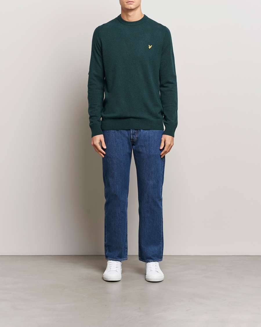 Herren | Pullover | Lyle & Scott | Lambswool Crew Neck Pullover Argyle Teal Marl