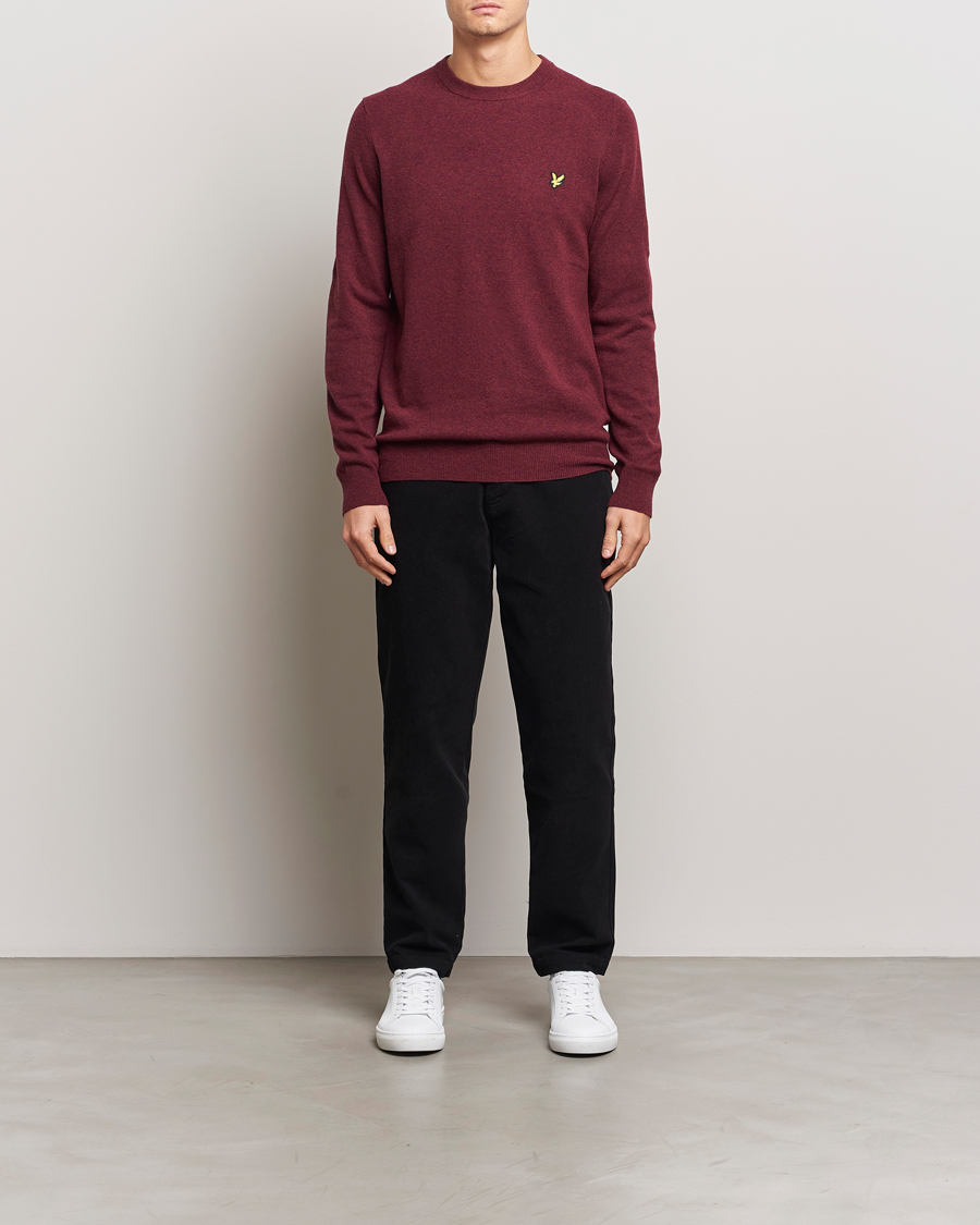 Herren | Pullover | Lyle & Scott | Lambswool Crew Neck Pullover Burgundy Marl