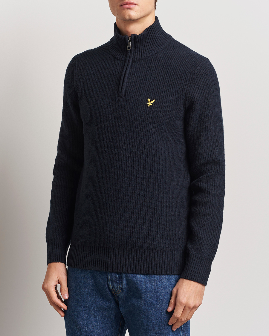 Herren | Pullover | Lyle & Scott | Shaker Stitch Half Zip Dark Navy