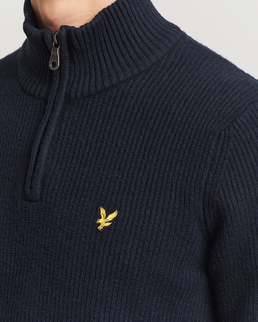 Herren | Pullover | Lyle & Scott | Shaker Stitch Half Zip Dark Navy