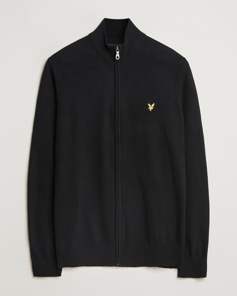 Herren | Pullover | Lyle & Scott | Lambswool Full Zip Jet Black Marl
