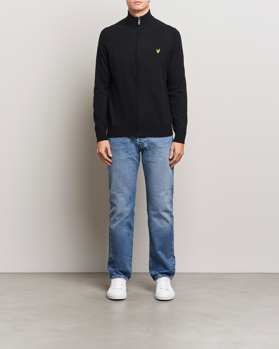 Herren | Pullover | Lyle & Scott | Lambswool Full Zip Jet Black Marl