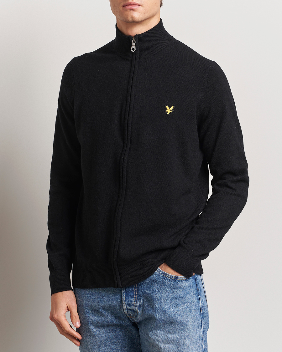 Herren | Pullover | Lyle & Scott | Lambswool Full Zip Jet Black Marl
