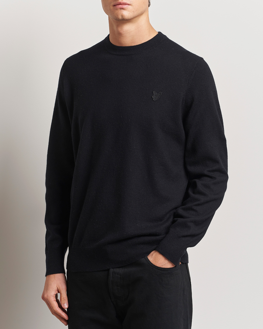 Herren | Pullover | Lyle & Scott | Tonal Eagle Lambswool Crew Neck Jet Black