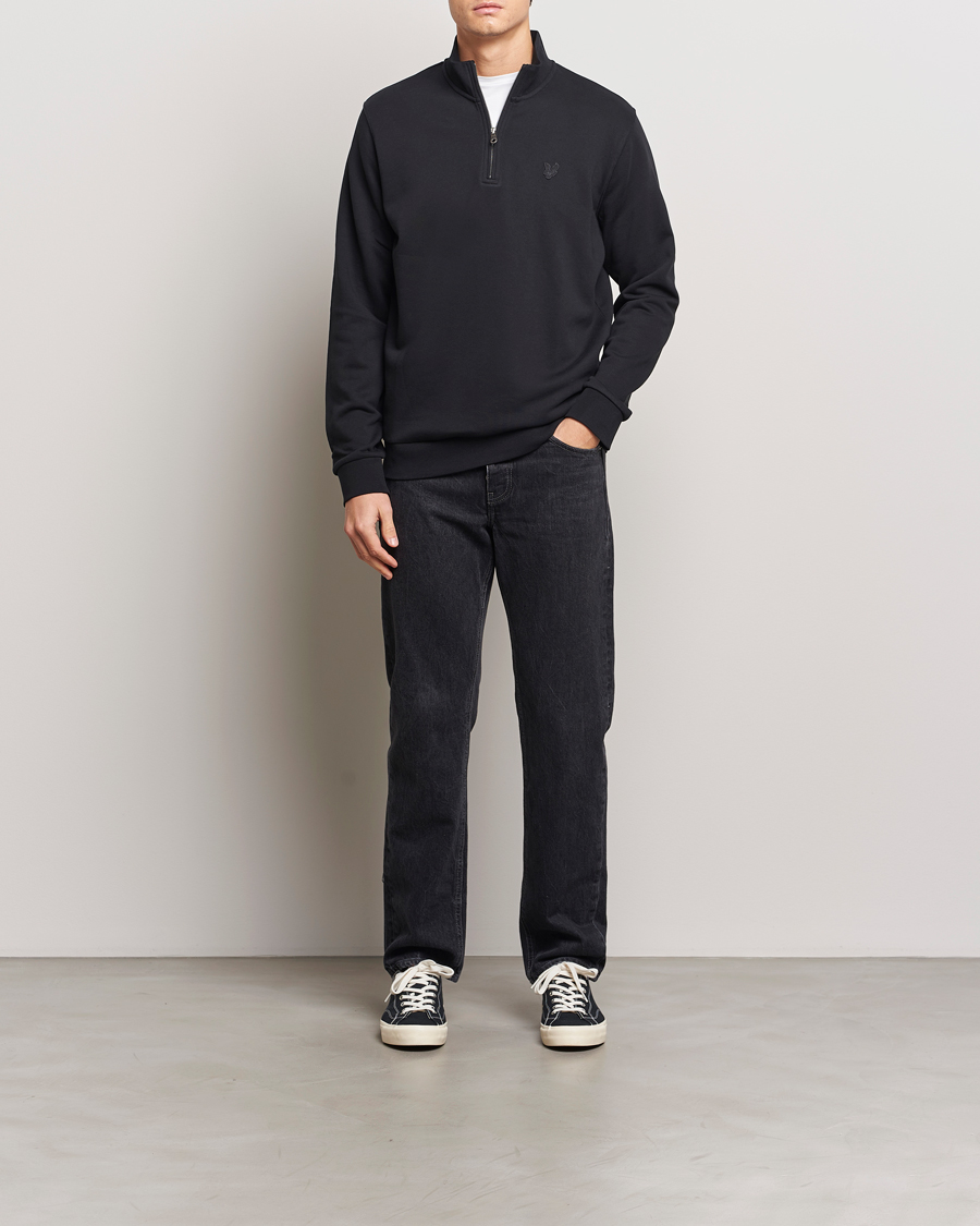 Herren | Pullover | Lyle & Scott | Tonal Eagle Half Zip Sweater Jet Black