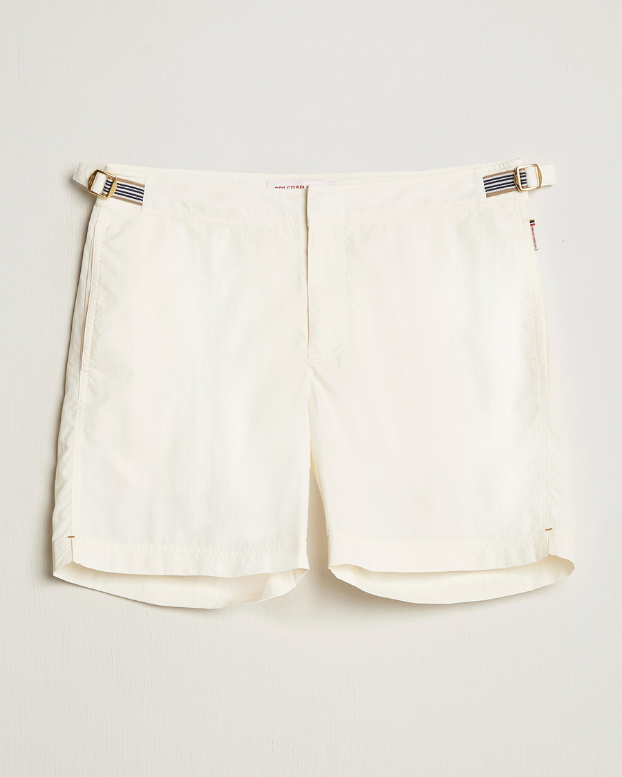 Herren | Badehosen | Orlebar Brown | Bulldog Ribbon Tape Trim Swimshorts White Sand
