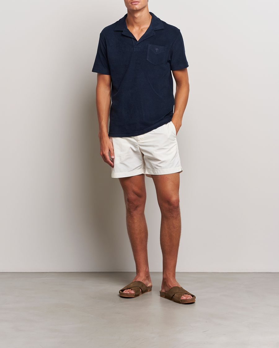 Herren | Badehosen | Orlebar Brown | Bulldog Ribbon Tape Trim Swimshorts White Sand