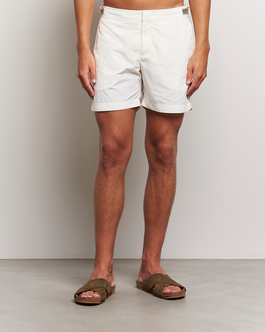 Herren | Badehosen | Orlebar Brown | Bulldog Ribbon Tape Trim Swimshorts White Sand