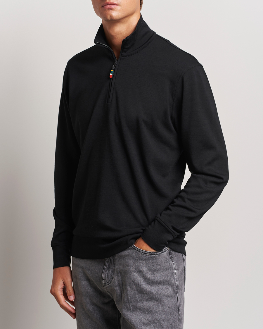 Herren | Pullover | Orlebar Brown | Isar Graphite Merino Half Zip Black
