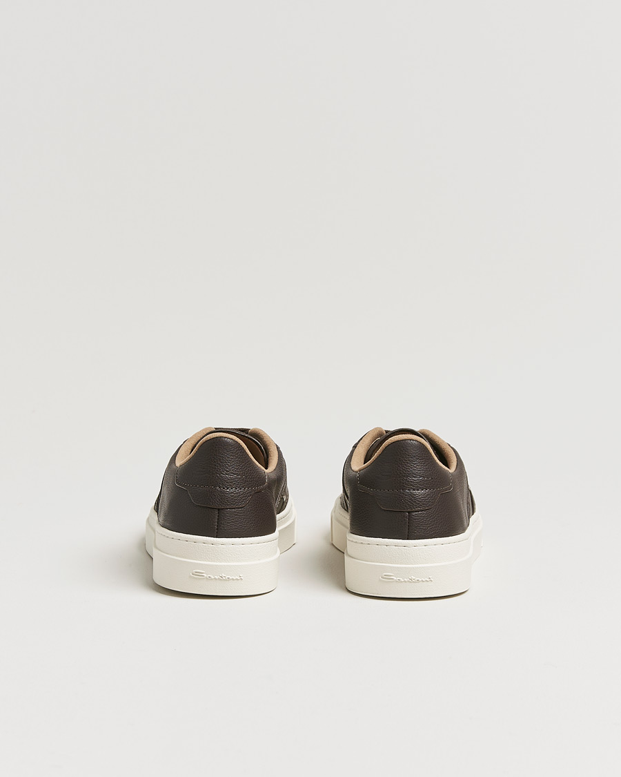 Herren | Santoni Double Buckle Sneakers Dark Brown Grain | Santoni | Double Buckle Sneakers Dark Brown Grain