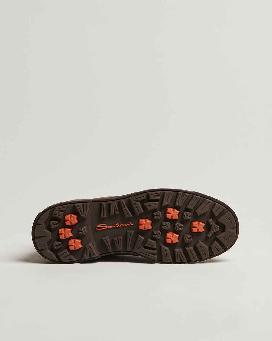 Herren | Santoni St Moritz No Lace Boot Dark Brown Suede | Santoni | St Moritz No Lace Boot Dark Brown Suede