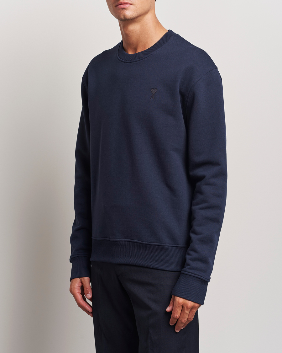 Herren | Pullover | AMI | Tonal Heart Logo Sweatshirt Night Blue