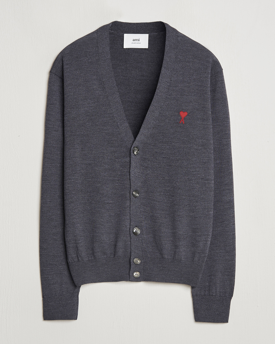 Herren | Pullover | AMI | Heart Logo Cardigan Heather Grey