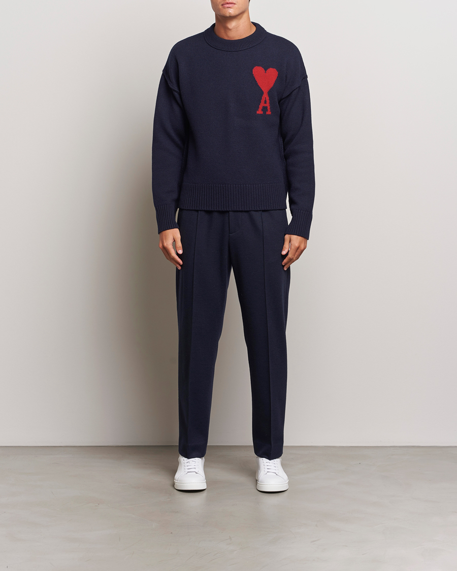 Herren | Pullover | AMI | Big Heart Logo Crew Neck Navy