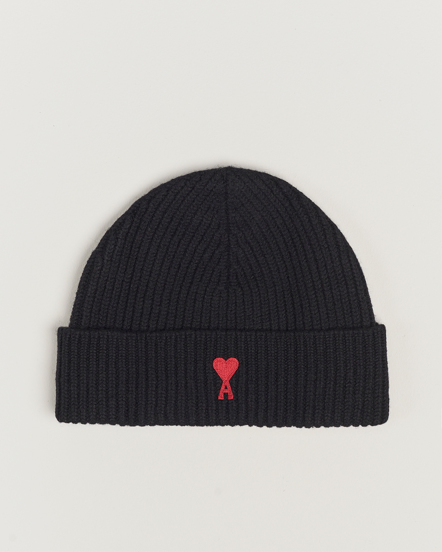 Herren | AMI Heart Logo Beanie Black | AMI | Heart Logo Beanie Black
