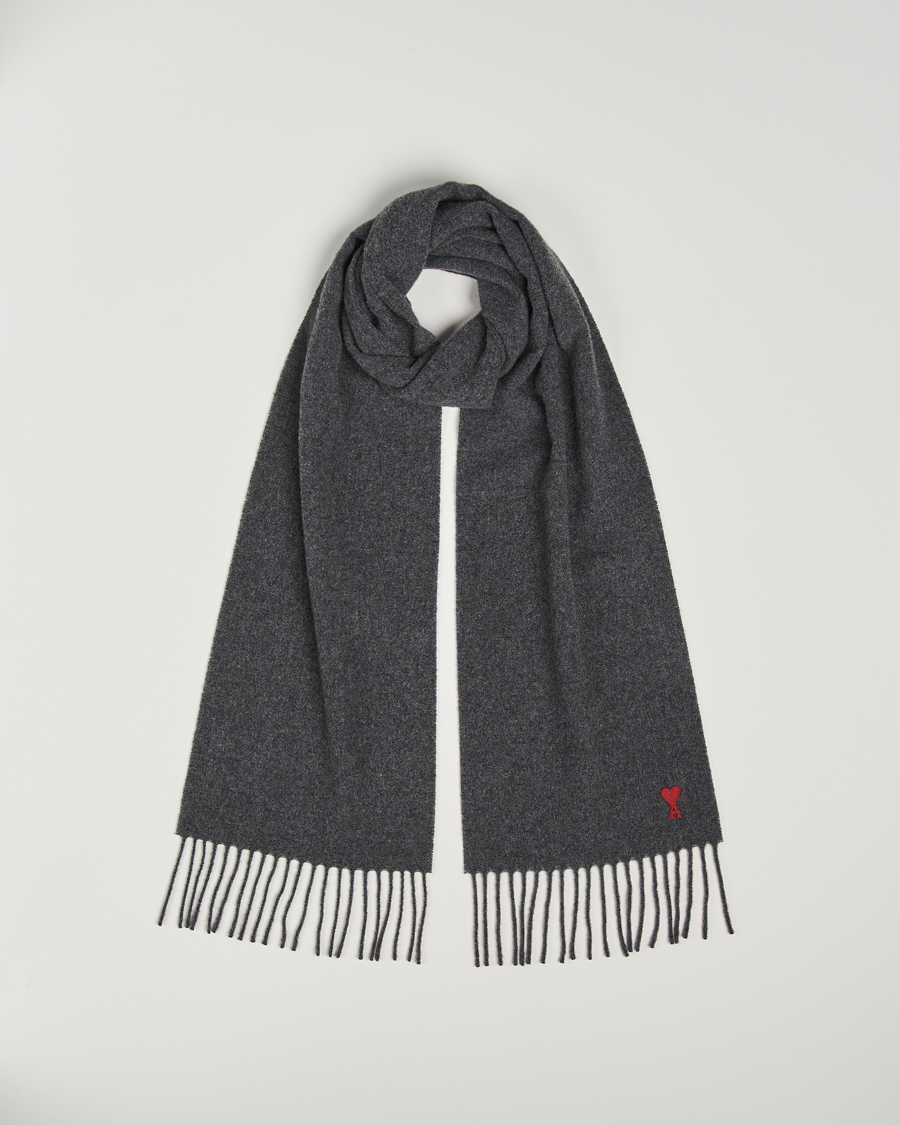 Herren | AMI Heart Logo Scarf Dark Grey | AMI | Heart Logo Scarf Dark Grey