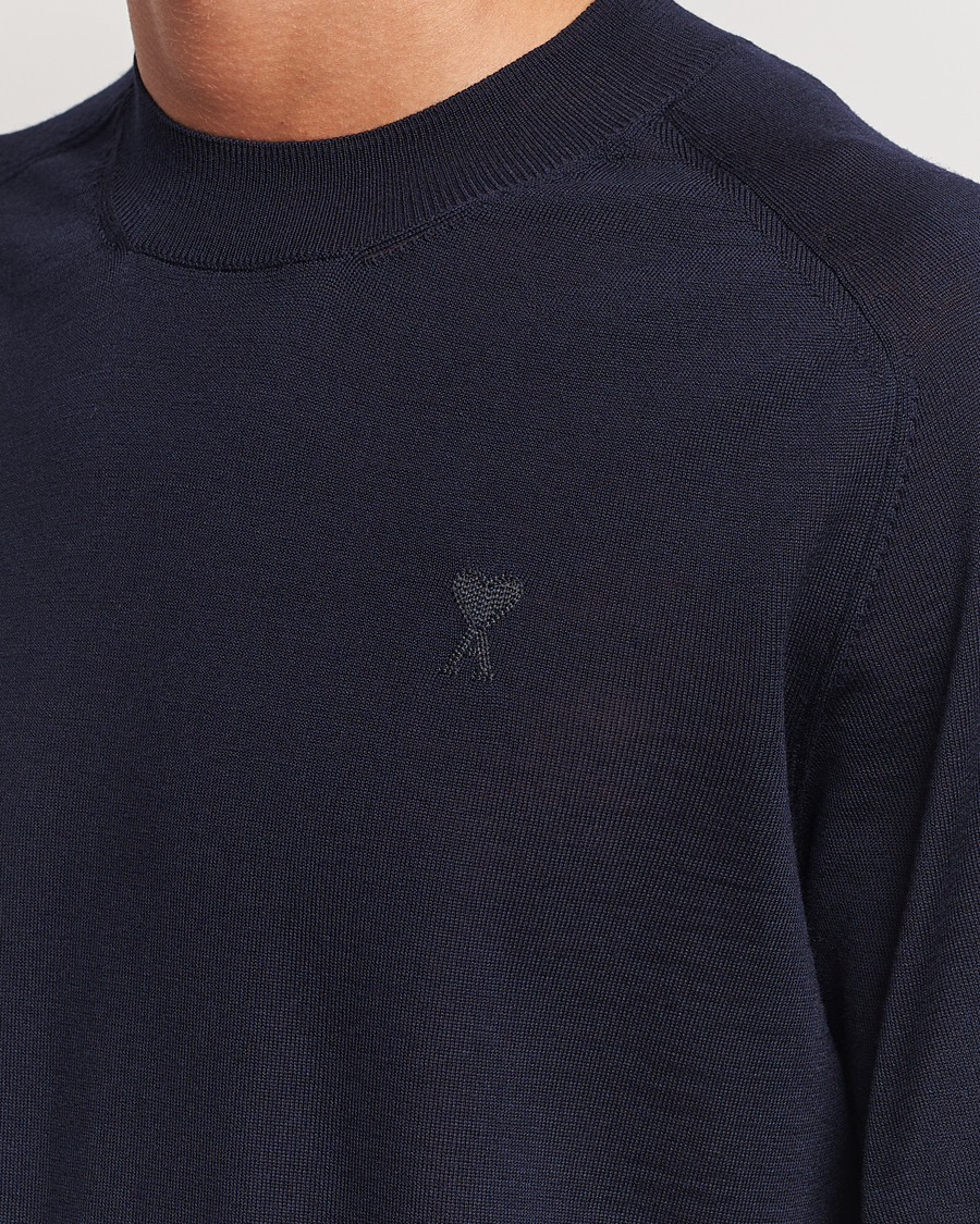 Herren | Pullover | AMI | Tonal Heart Logo Wool Crew Neck Navy